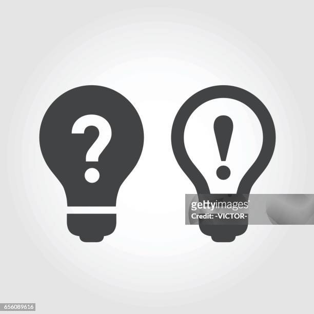 problem and solution icons - iconic series - light bulb stock illustrations