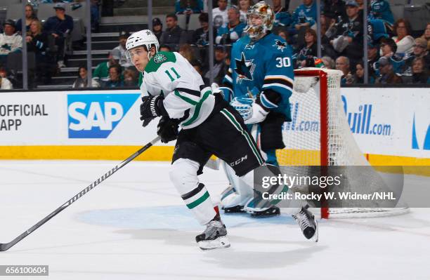 Curtis McKenzie of the Dallas Stars skates against the San Jose Sharks at SAP Center on March 12, 2017 in San Jose, California.