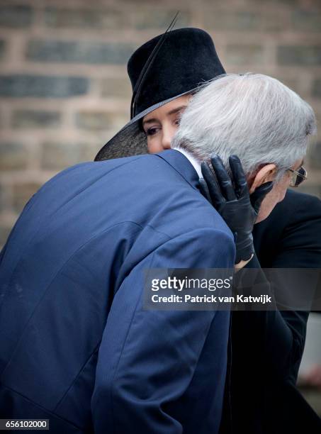 King Constantine of Greece and Crown Princess Mary of Denmark attend the funeral of Prince Richard at the Evangelische Stadtkirche on March 21, 2017...