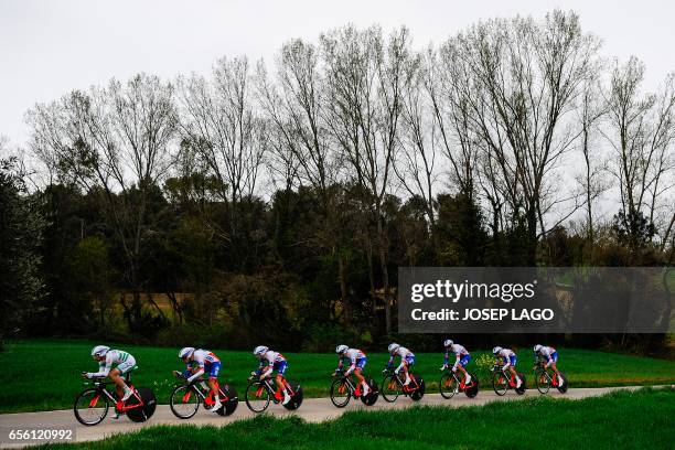 Team ride during the Team Time Trial on day two of the 97th Volta Catalunya 2017, a 41,3 km ride starting and finishing in Banyoles on March 21,...