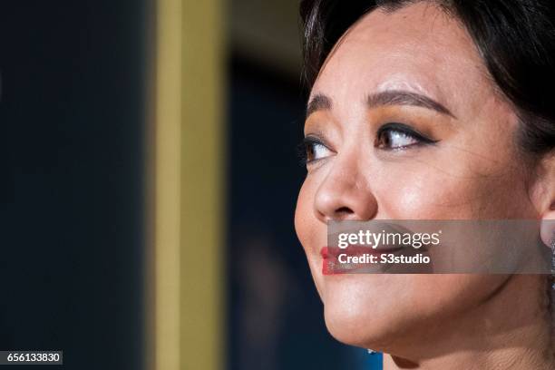 Sharon Kwok poses on the red carpet during the 11th Asian Film Awards on March 21, 2017 at Hong Kong Cultural Centre, in Hong Kong, Hong Kong.