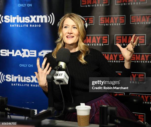 Laura Dern visits 'Sway in the Morning' with Sway Calloway on Eminem's Shade 45 at SiriusXM Studios on March 21, 2017 in New York City.