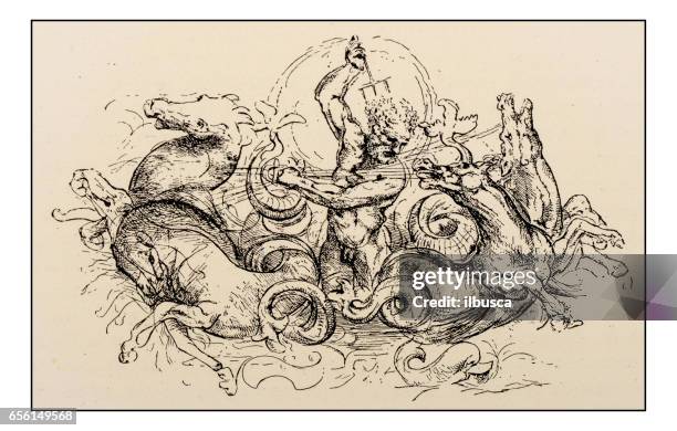 ilustraciones, imágenes clip art, dibujos animados e iconos de stock de bocetos y dibujos de leonardo: triunfo de neptuno - leonardo da vinci
