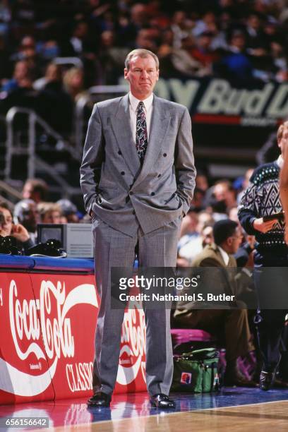 Dan Issel of the Denver Nuggets looks on against the New York Knicks during a game played circa 1993 at the Madison Square Garden in New York City....