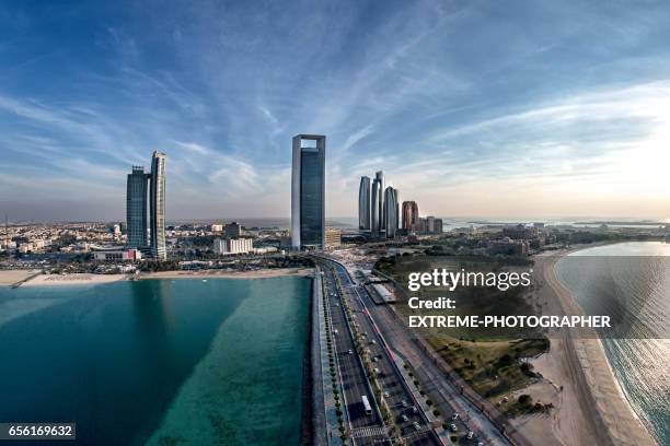 abu dhabi aerial view - abu dhabi culture stock pictures, royalty-free photos & images