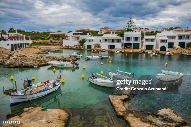 cala biniancolla or biniancolla beach at minorca island - menorca stock pictures, royalty-free photos & images