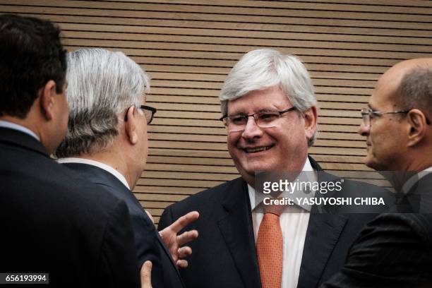 Brazil's Attorney General Rodrigo Janot attends a refund agreement ceremony at the Second Region Federal Court in Rio de Janeiro, Brazil on March 21,...