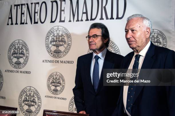 Former Catalan president Artur Mas and former Spanish Minister of Foreign Affairs and Cooperation Jose Manuel Garca-Margallo before a debate in...