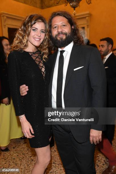 Elisabetta Pellini and Guido Damiani attend a dinner for 'Damiani - Un Secolo Di Eccellenza' at Palazzo Reale on March 21, 2017 in Milan, Italy.