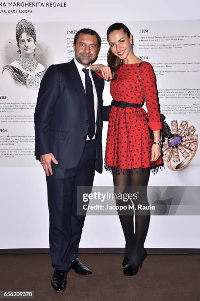 Giorgio Damiani and Laura Barriales attend a dinner for 'Damiani - Un Secolo Di Eccellenza' at Palazzo Reale on March 21, 2017 in Milan, Italy.