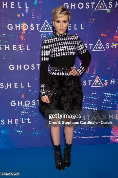 Actress Scarlett Johansson attends the Paris Premiere of the Paramount Pictures release "Ghost In The Shell" at Le Grand Rex on March 21, 2017 in...