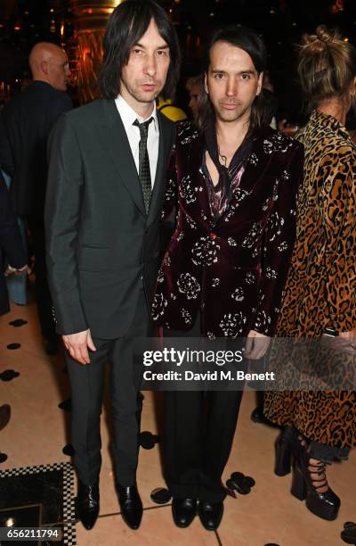 Bobby Gillespie and Alister Mackie attend the Another Man Spring/Summer Issue launch dinner, in association with Kronaby, at Park Chinois on March...