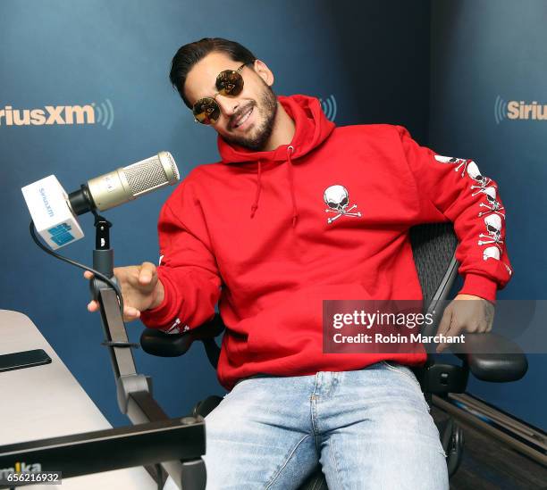 Maluma visits at SiriusXM Studios on March 21, 2017 in New York City.