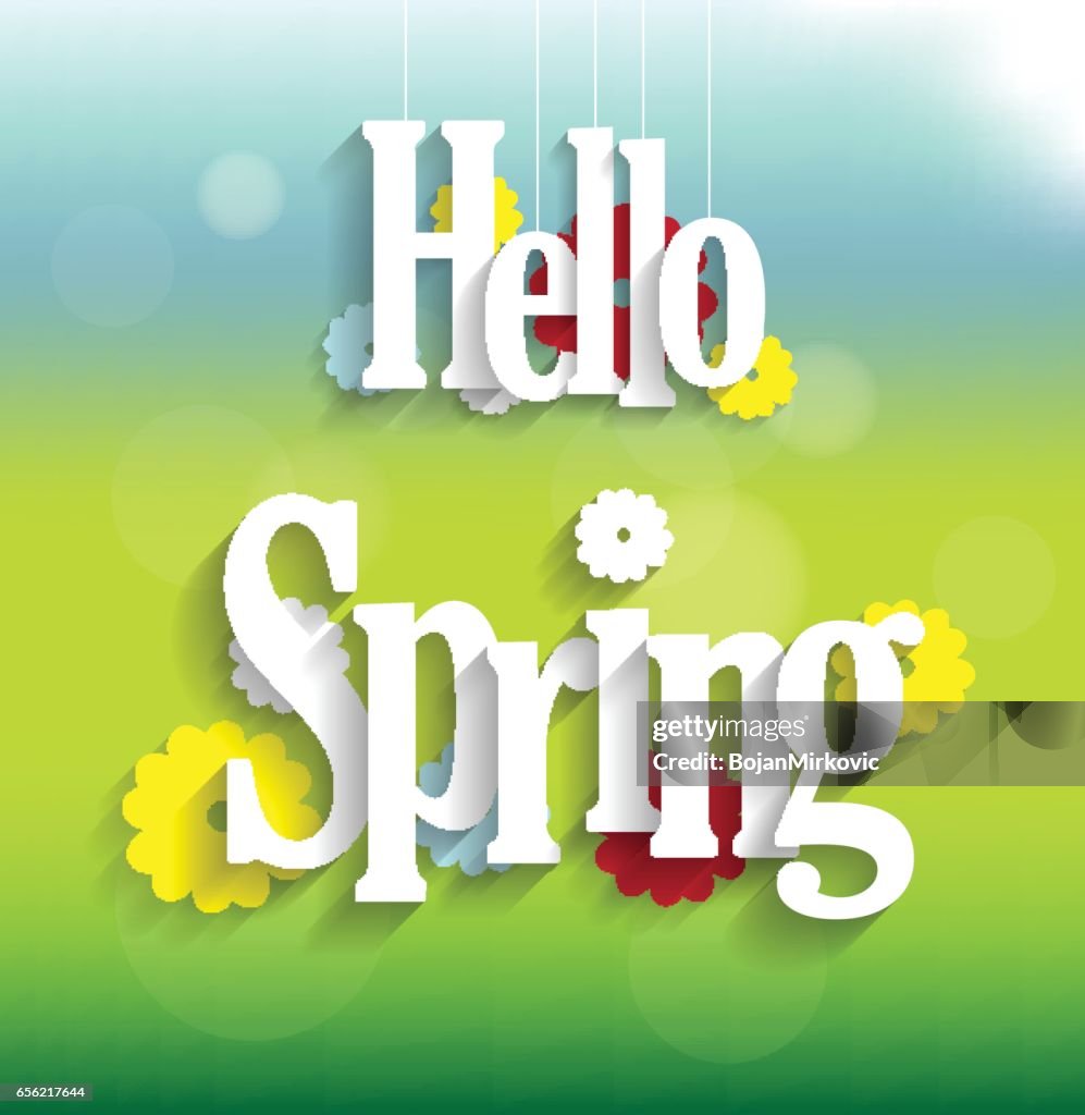 Hello Abstract Spring Poster With Hanging Text High-Res Vector Graphic ...