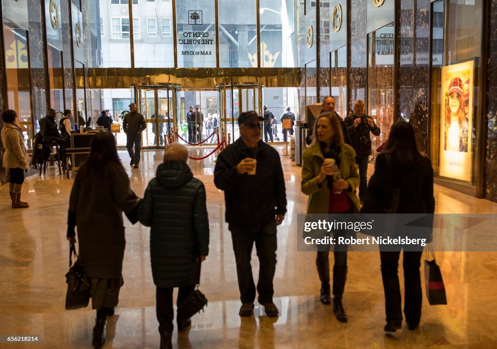 Tourists In Trump Tower Lobby In New York City