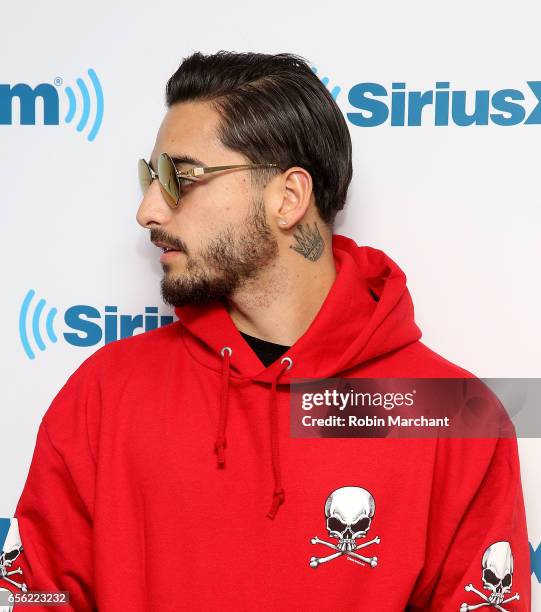 Maluma, tattoo detail, visits at SiriusXM Studios on March 21, 2017 in New York City.