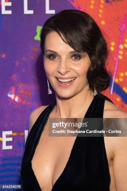 Actress Juliette Binoche attends the Paris Premiere of the Paramount Pictures release "Ghost In The Shell" at Le Grand Rex on March 21, 2017 in...