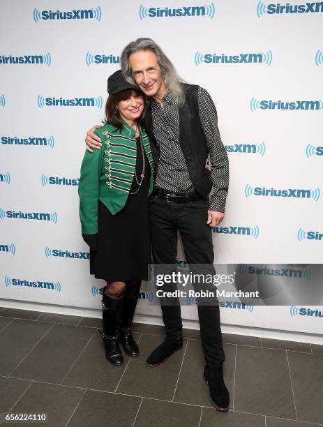 Jessi Colter and Lenny Kaye visit at SiriusXM Studios on March 21, 2017 in New York City.