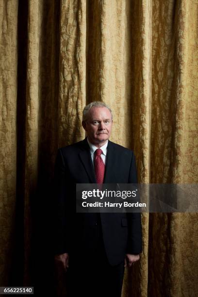 Irish republican and Sinn Féin politician Martin McGuinness is photographed for the Sunday Times magazine on October 6, 2011 in Belfast, Northern...