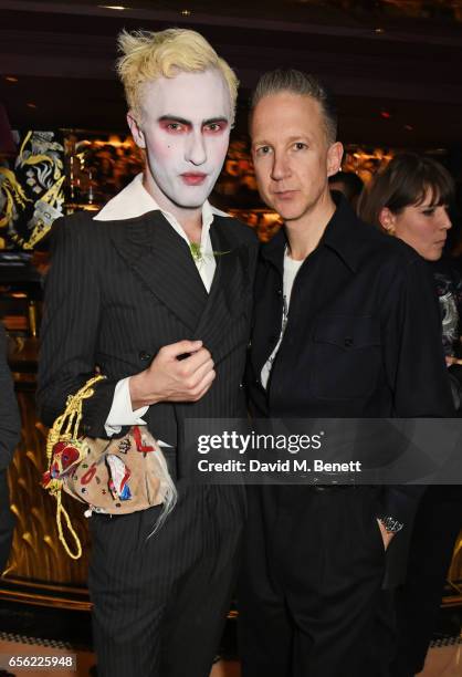 Charles Jeffrey and Jefferson Hack attend the Another Man Spring/Summer Issue launch dinner, in association with Kronaby, at Park Chinois on March...