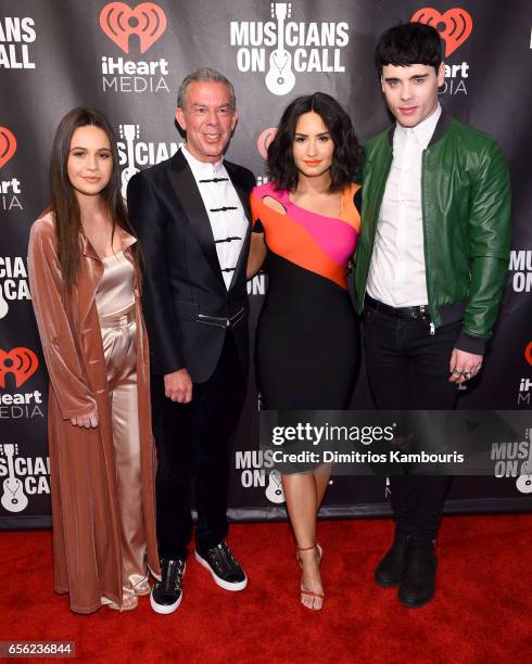 Bea Miller, Elvis Duran, Demi Lovato and Leon Else attends A Night To Celebrate Elvis Duran presented by Musicians On Call at The Edison Ballroom on...