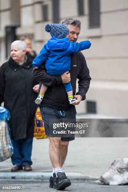 Alec Baldwin and Rafael Thomas Baldwin are seen on March 21, 2017 in New York City.