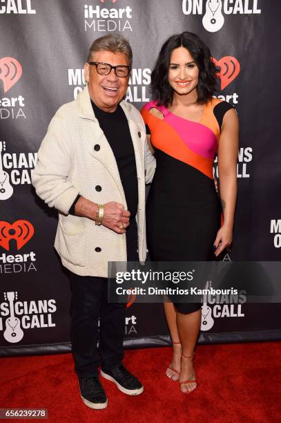 Radio Personality Uncle Johnny and Singer Demi Lovato attend A Night To Celebrate Elvis Duran presented by Musicians On Call at The Edison Ballroom...