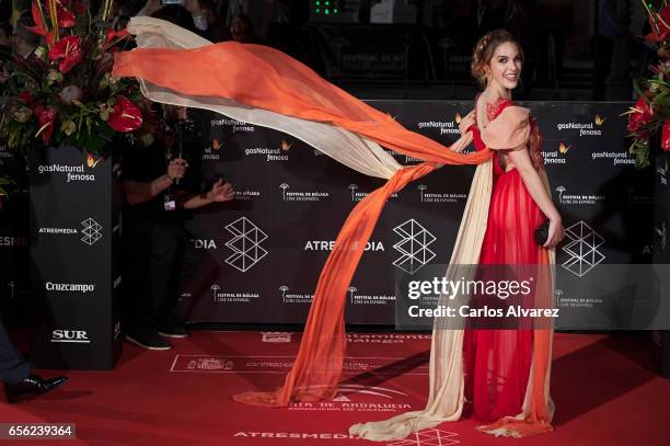 Spanish actress Amarna Miller attends the 'Brava' premiere on day 5 of the 20th Malaga Film Festival at the Cervantes Teather on March 21, 2017 in...