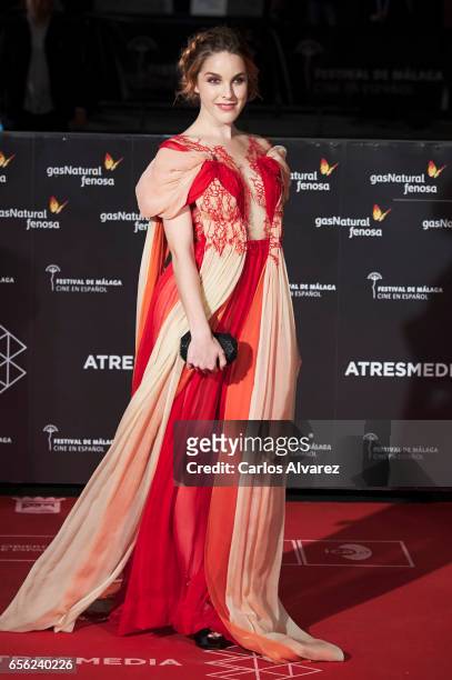 Spanish actress Amarna Miller attends the 'Brava' premiere on day 5 of the 20th Malaga Film Festival at the Cervantes Teather on March 21, 2017 in...
