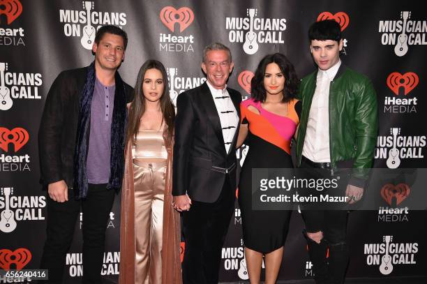 Alex Carr, Bea Miller, Elvis Duran, Demi Lovato, and Leon Else attend A Night To Celebrate Elvis Duran presented by Musicians On Call at The Edison...