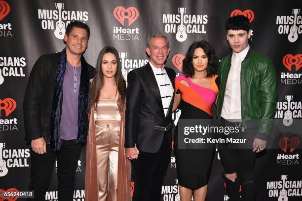 Alex Carr, Bea Miller, Elvis Duran, Demi Lovato, and Leon Else attend A Night To Celebrate Elvis Duran presented by Musicians On Call at The Edison...