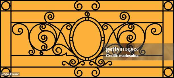 wrought iron - iron railings stock illustrations