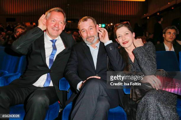 Lutz Marmor, Indendant NDR, austrian actor Heikko Deutschmann and his wife german actress Iris Boehm attend the Deutscher Hoerfilmpreis at Kino...