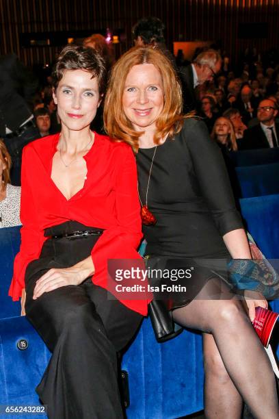 German actress Julia Bremermann and german actress Marion Kracht attend the Deutscher Hoerfilmpreis at Kino International on March 21, 2017 in...