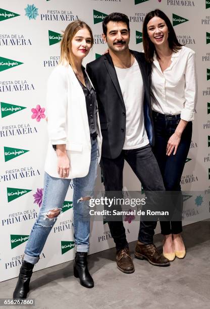 Laura Escanes, Antonio Velazquez and Dafne Fernandez during 'El Corte Ingles' Spring Photocall in Madrid on March 21, 2017 in Madrid, Spain.