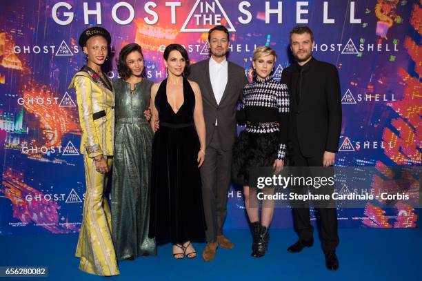 Adwoa Aboah, Danusia Samal, Juliette Binoche, Rupert Sanders, Scarlett Johansson and Pilou Asbaek attend the Paris Premiere of the Paramount Pictures...