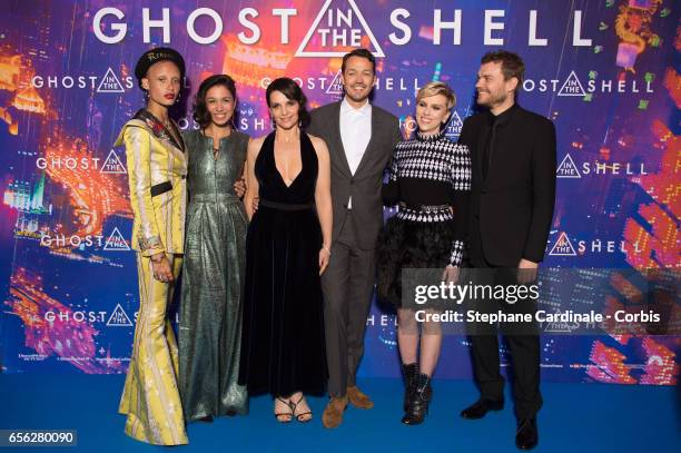 Adwoa Aboah, Danusia Samal, Juliette Binoche, Rupert Sanders, Scarlett Johansson and Pilou Asbaek attend the Paris Premiere of the Paramount Pictures...