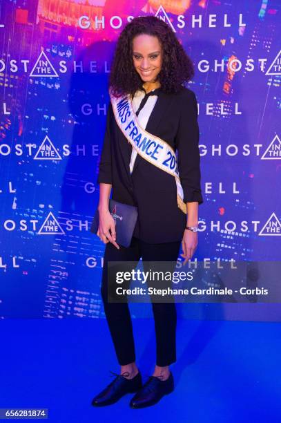 Miss france 2017, Alicia Aylies attends the Paris Premiere of the Paramount Pictures release "Ghost In The Shell" at Le Grand Rex on March 21, 2017...