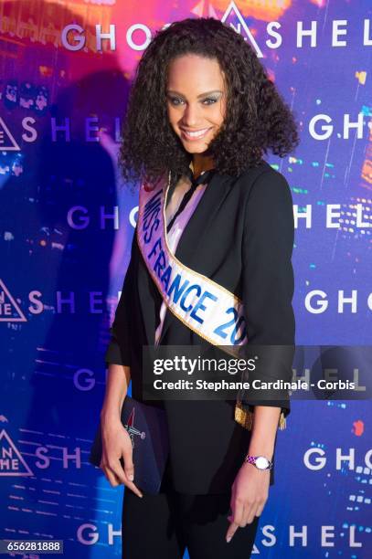 Miss france 2017, Alicia Aylies attends the Paris Premiere of the Paramount Pictures release "Ghost In The Shell" at Le Grand Rex on March 21, 2017...