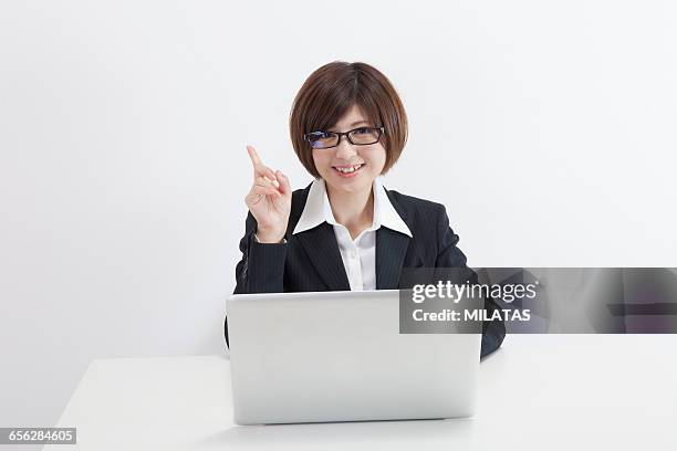 japanese female company employee to a personal computer - newbie stock pictures, royalty-free photos & images