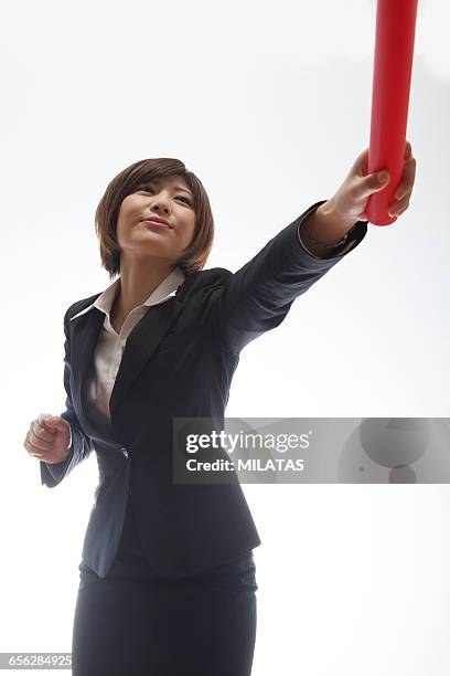 japanese female company employee to run - newbie stock pictures, royalty-free photos & images