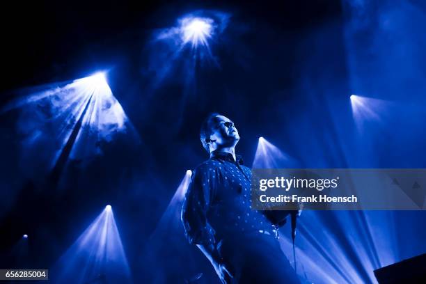 Singer Samuel Herring of the American band Future Islands performs live during a concert at the Columbiahalle on March 21, 2017 in Berlin, Germany.