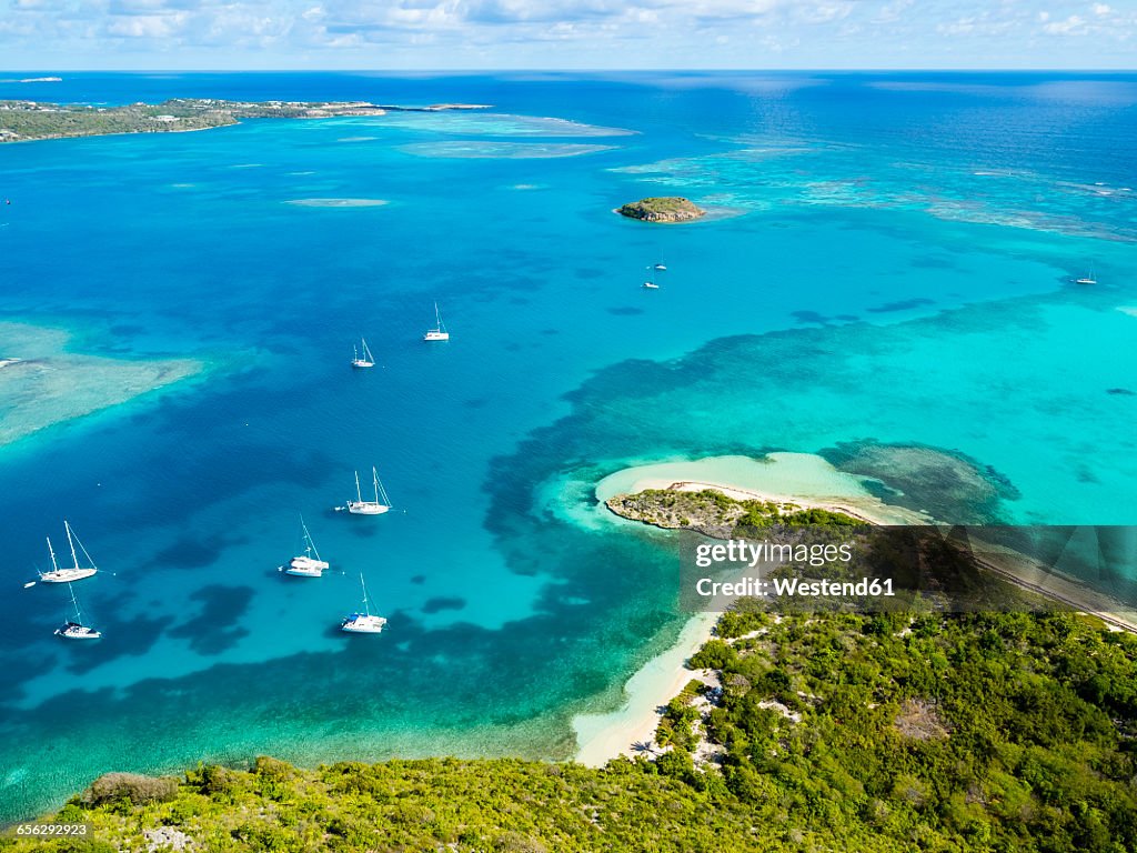 West Indies, Antigua and Barbuda, Antigua, aerial view, Green Island, Green Bay