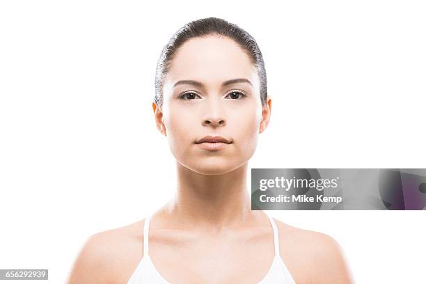 portrait of young woman - hair back stock pictures, royalty-free photos & images