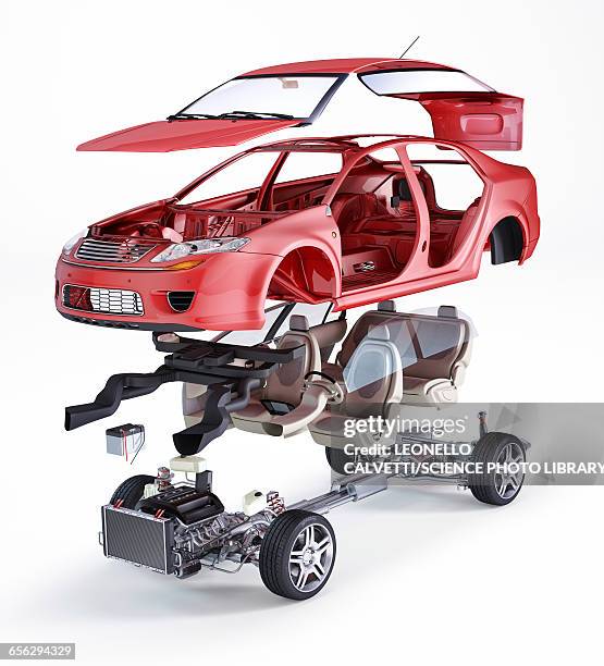 car assembly - car white background stock illustrations