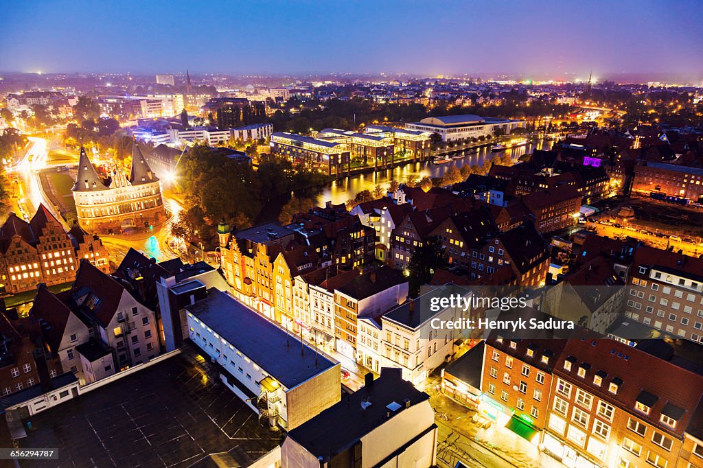 Aerial view of Lubeck Lubeck, Schleswig-Holstein, Germany