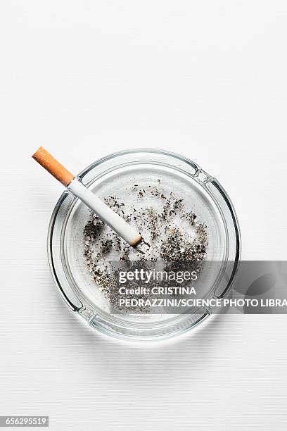 cigarette on ash tray with ash - aschenbecher stock-fotos und bilder