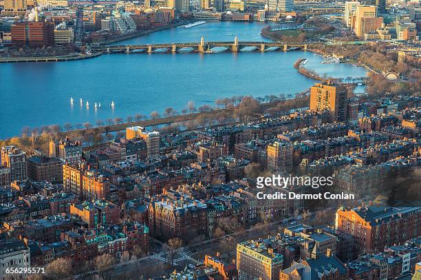 usa, massachusetts, boston, charles river, cityscape with river - boston aerial stock pictures, royalty-free photos & images