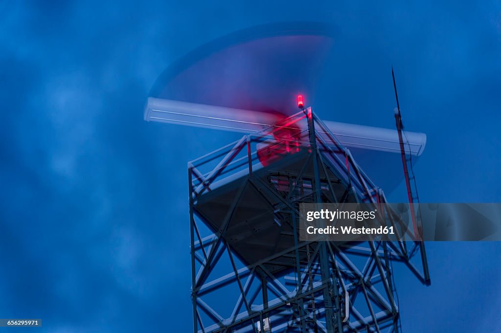 Radar station, weather radar at night