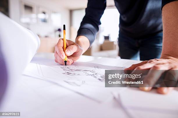 architect working from home - house hand drawing stock pictures, royalty-free photos & images